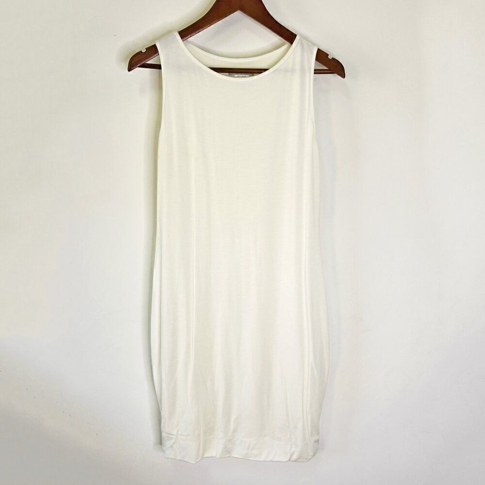 Sarah Pacini White Modal Round Neck Sleeveless Dress